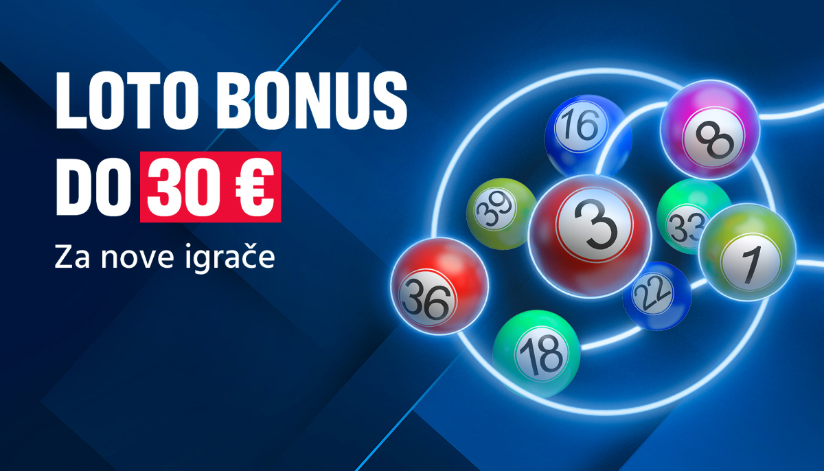 LOTO BONUS 100% ZA NOVE IGRAČE NA PRVU UPLATU DO 30 EURA